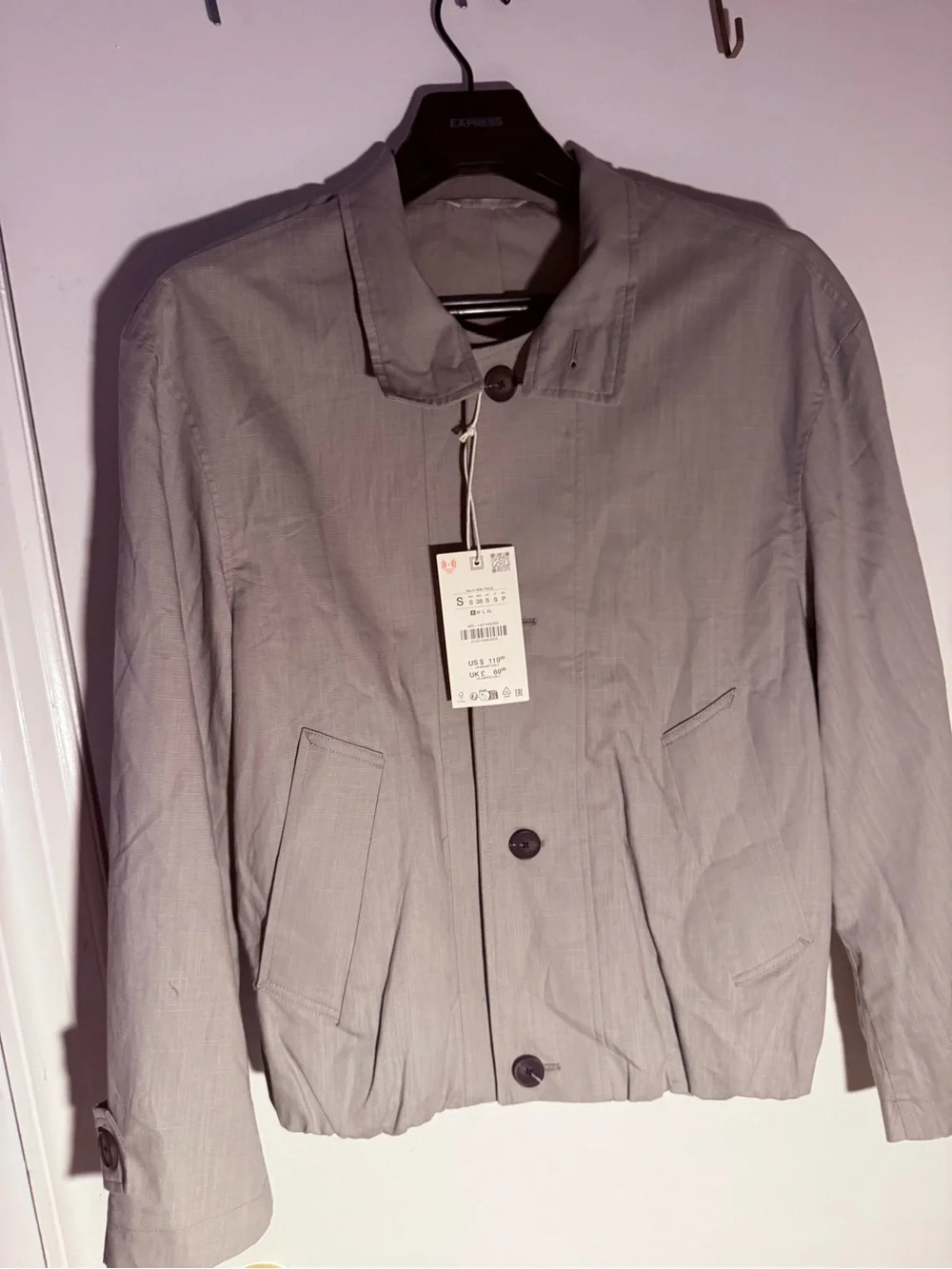 Light Gray Button-Front Casual Jacket